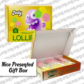 Luau Hawaiian Flower Shaped Lollipops Individually Wrapped - 12 Hibiscus Luau Party Candy Suckers for Luau Party Favors, Tropical Party Favors, Hawaiian Party Supplies