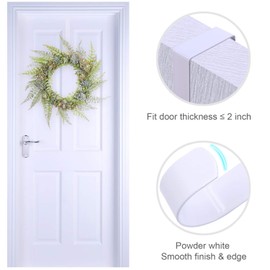 ESFUN Black Wreath Hanger for Front Door, Metal Wreath Hooks Holder Over The Door Wreath Hanger for Hanging Christmas Decorations Xmas Decor (2 Pack-White, 12 Inch)