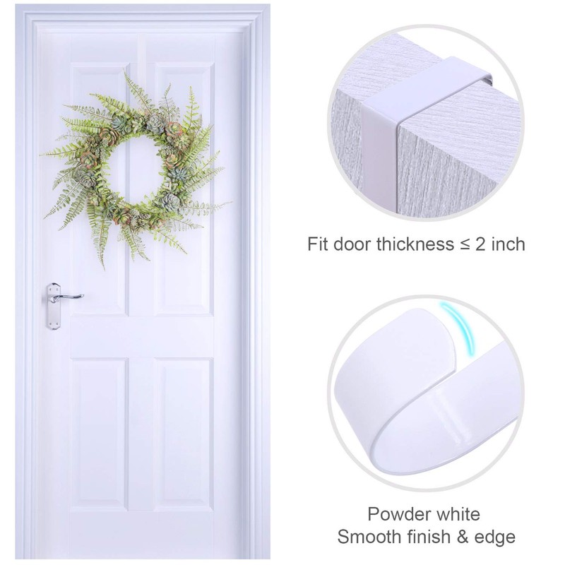 ESFUN Black Wreath Hanger for Front Door, Metal Wreath Hooks