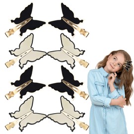 8 Pack Butterfly Hair Clips Cute Butterfly Hairpins for Thick and Thin Girls Hair Strong Hold Hair Clamps Hair Styling Accessories for Women Girls (White and Black)