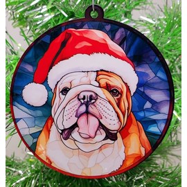 Generic Santa Hat Bulldog Christmas Ornament