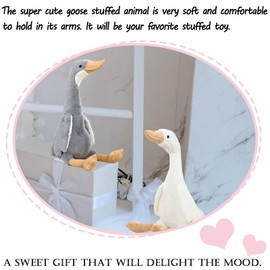 zhidiloveyou 15.7" Goose Plush Stuffed Animal, Cuddly Stuffed Swan Toy for Kids Adults, White