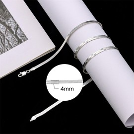 Mieoyue Sterling Silver Chain Necklace for Women Multiple Lengths 16-24 Inches S925 Fine Jewellery (Square Snake, 16Inch)