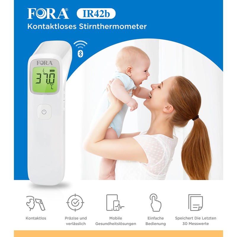 Fora IR42b - Non-contact multifunction Bluetooth thermometer - Forehead and