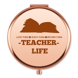 Thank You Teacher Gift for Women Compact Makeup Mirror Appreciation Back to School Graduation Christmas Pocket Folding Travel Mirror Gifts for Retired Teacher Female Educator from Student