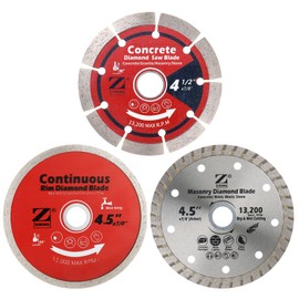 ZORUNNA 4 1/2'' Diamond Blade for Angle Grinder 3 PCS- Segmented Concrete Cutting Saw Blade, Continuous Rim Saw Cutter, Masonry Diamond Cutting Wheel for Granite, Stone, Ceramic, Tile, Brick, Block.