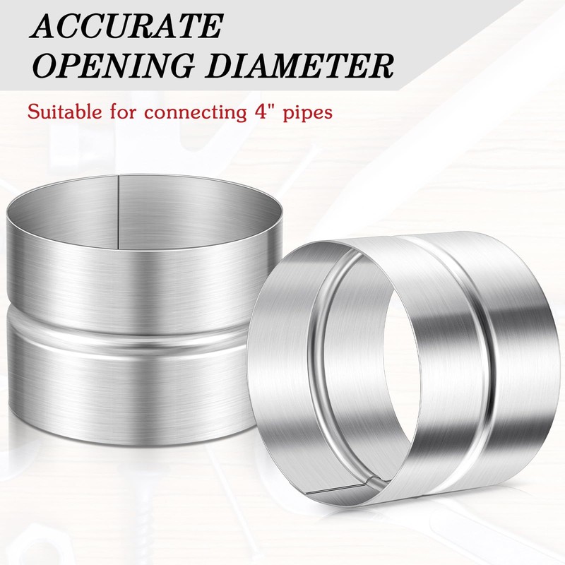 Hicarer 2 Pcs 4 Inch Galvanized Steel Duct Connector, Dryer