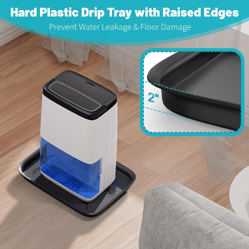 Chiligent Dehumidifier Drip Pan, Hard Plastic Non-Slip Large Drip Tray