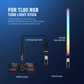 Neewer 3 Pin DMX XLR Female to RJ45 Female Cable, 2 Pack RJ45 to 3 Pin XLR Adapter XLR Connector Only TL60 RGB Tube Light Wand and DMX512 Console Lighting Controller, 1ft/35cm, NC008