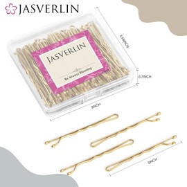 JASVRELIN Blonde Bobby Pins Hair Clips Accessories Hairpin Bulk Long Gold Hair Pin Box Premium Slideproof Bobbie Pin for Women Girls Bun 2 3/8inch 100pcs