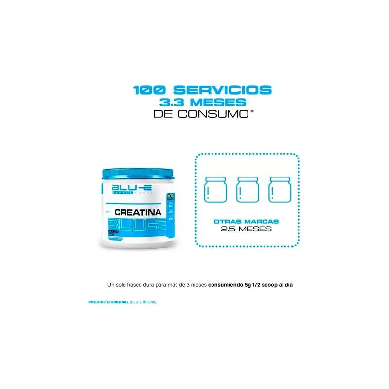 Blu-e Creatina Monohidratada 500 Gramos 100 Servicios