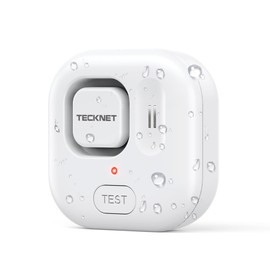TECKNET Water Leak Detectors for Home, 120dB Water Sensor Alarm Leak Detector, IP66 Waterproof, Water Leak Detectors for Bathroom, Sink, Laundry, Window, Basements, Kitchens(1 Pack, Battery Included)