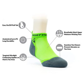 Thirty48 - Calcetines deportivos ultraligeros para correr para hombres y mujeres, con puntera sin costuras, absorbe la humedad, acolchado acolchado