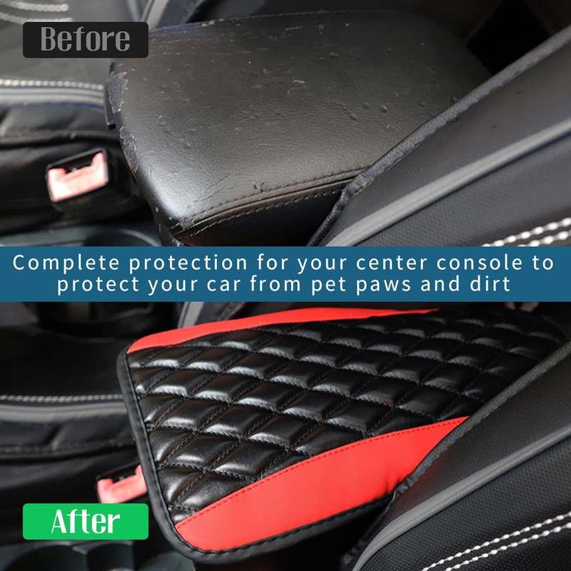 Ziciner Leather Car Center Console Armrest Pad, PU Waterproof Auto