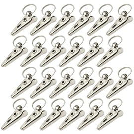UUYYEO 24 Pcs 20mm Metal Alligator Clips Christmas Ornament Clips Crocodile Clamps Christmas Beard Clips Christmas Baubles Hooks Xmas Balls Hangers