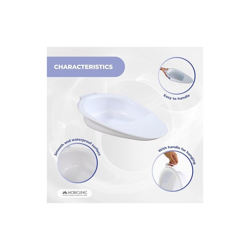Mobiclinic®, Bedpan, Intimate Hygiene, Hemorrhoids, Postpartum, Seniors, 41x28x10 cm, 2500