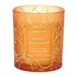 M&SENSE Citrus Scented Soy Candles,Vegan,No Toxin,7.8oz 42-Hour Slow Burning Time,Sweet Mandarin Heavy Scented Candle,Air Purifying Aromatherapy Office Home Fragrance