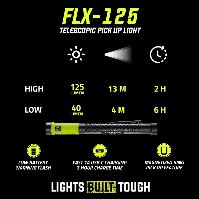 Unilite FLX-125 LED Telescopic Inspection Light, 125 Lumens, 17.7-52.2 cm
