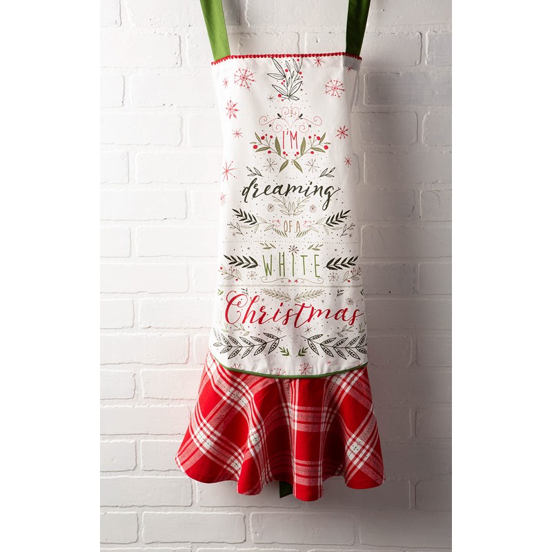 DII 100% Cotton, Holiday Cute Ruffle Women Apron with Pocket,
