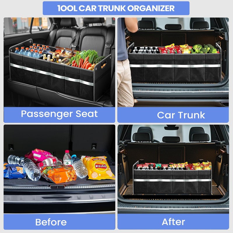 WINHUNT Car Trunk Organizer, Car Storage Organizer, Collapsible Multi Compartment