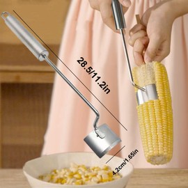 2 Pcs Easy-to-clean corn cob peeler, 2025 new long-handled stainless steel corn strip husking tool, with ergonomic design, suitable for kitchen and outdoor dining environments
