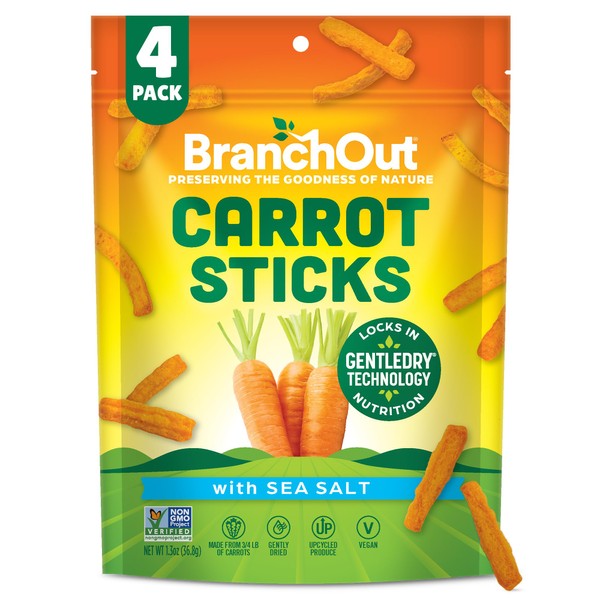 BranchOut Carrot Sticks with Sea Salt, Light & Crunchy, Great