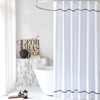 youngseahome White Shower Curtain with Black Border, Modern Chic Faux