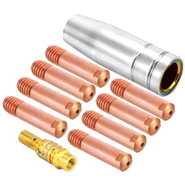 Mecmbj Nozzles Contact Tips Holders Welding Parts Set 1PC Nozzles 10PCS Contact Tips 1PC Tip Holders mig Welder consumable Accessory Fit for 15AK Torch Gun Welding Machine 1.0 MM - Total 12PCS