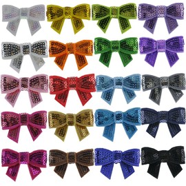 QingHan Little Girls' Paillette Sequin Hair Bow 1.8" With Alligator Clips Pack Of 20