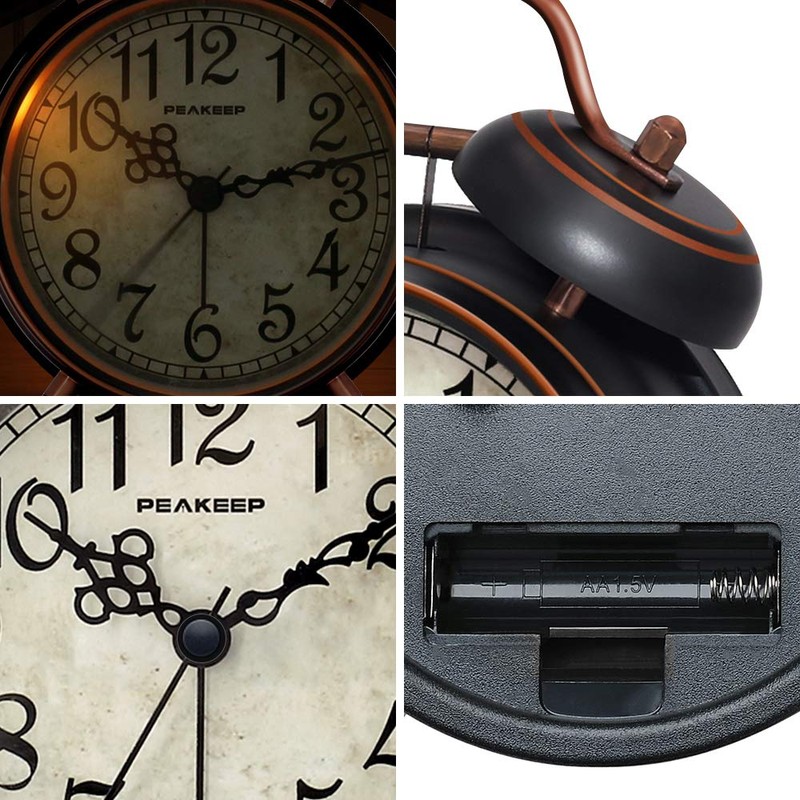 Peakeep Retro 4.5 inches Battery Operated Twin Bell Loud Alarm