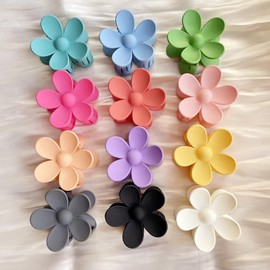 MTQ 12 Piezas Pinzas para Cabello Flor, Multicolor, Resorte Fuerte Garra Grande Clips para Mujeres, Bañarse, Lavarse la Cara, Maquillarse, Fiestas