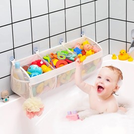 Mailfull Bath Toy Storage Bath Toy Storage with 3 Hooks Bath Toy Mesh Bag Ideal for Storing Family Bathroom