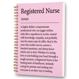 FOUGSTA Registered Nurse Spiral Notebook - 160 Page (80 Sheet) Nursing Journal for RNs & Nursing Students, 8x6 Inches College Ruled with 'Superhero in Scrubs' Quote - XXR7