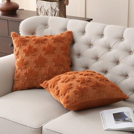 SOCHOW Fall Decorative Throw Pillow Covers 18x18 Inches Set of 2, Soft Rust Maple Leaves Pillowcase for Autumn, Square Cushion Covers for Sofa Couch Bed Home Decor