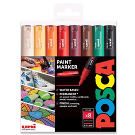 Posca - PC-1M Art Paint Markers - Set of 8 - in Plastic Wallet (Warm Neutral Tones)