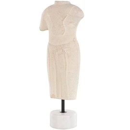 Deco 79 Paper Mache People Decorative Sculpture Distressed Greek Inspired Figurine Home Decor Statue with Mable Base, Accent Figurine 6" x 3" x 14", Cream
