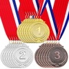 18 Pieces Metal Winner Gold Silver Bronze Award Medals Olympic Style Metal Winner Awards with Neck Ribbon, 2Inches