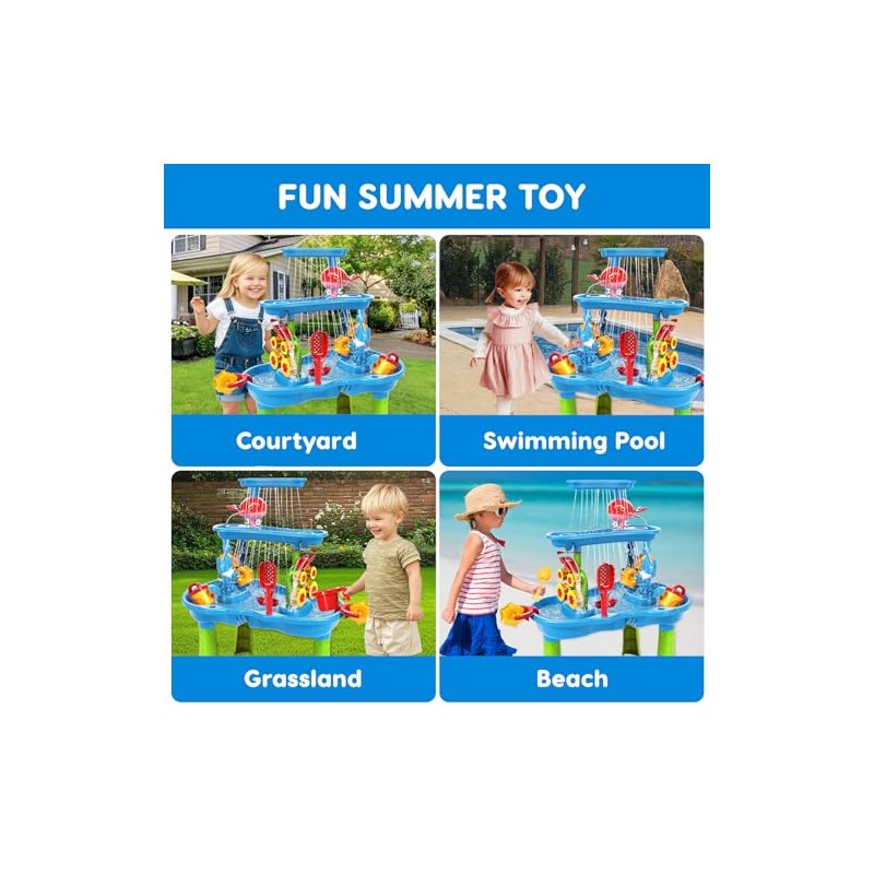 3-Tier Water Table for Toddlers 1-3, Kids Water Play Table