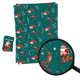 Christmas Wrapping Paper Sheets + Gift Tags (Pack 2) Funny Rude Naughty List Santa Design