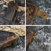 Mens Leather Long Bifold Wallet with Chain, Biker Wallet Vintage
