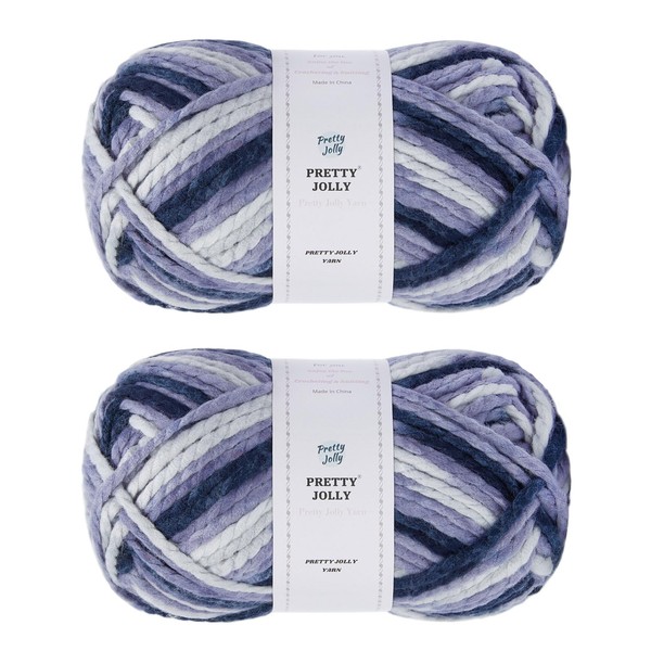 Pretty Jolly 2 Skeins Bulky Acrylic Yarn Soft Colorful Yarn,