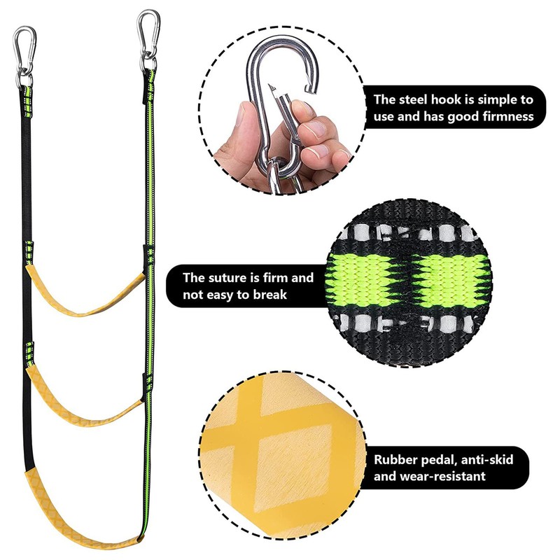 Boat Rope Ladder 4 Steps Foldable Portable Rope Boarding Ladder