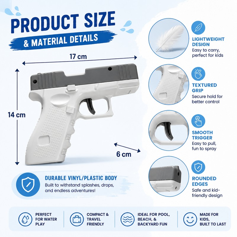 Kids Water Gun Toy for Outdoor Play – Lightweight Manual