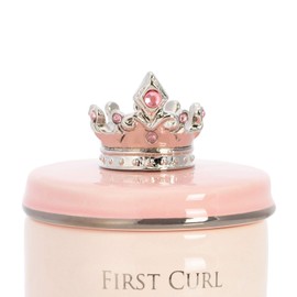 DEMDACO First Tooth and Curl Pink Ceramic Stoneware Children's Stackable Keepsake Box, 1 Count (Pack of 1)
