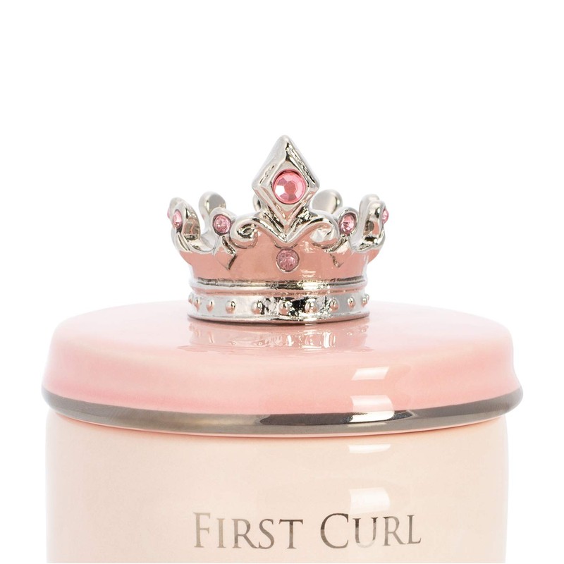 DEMDACO First Tooth and Curl Pink Ceramic Stoneware Children's Stackable