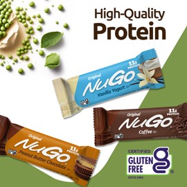 NuGo NuGo Original Variety, Vanilla Yogurt 15 bars & Peanut Butter 15 bars, 11g Protein, Gluten Free, 30 Count