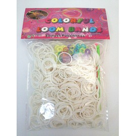 Loom Bands Refill Pack, Select Colors, White, 600 Pieces, 12 Colorful S-Clips (White)
