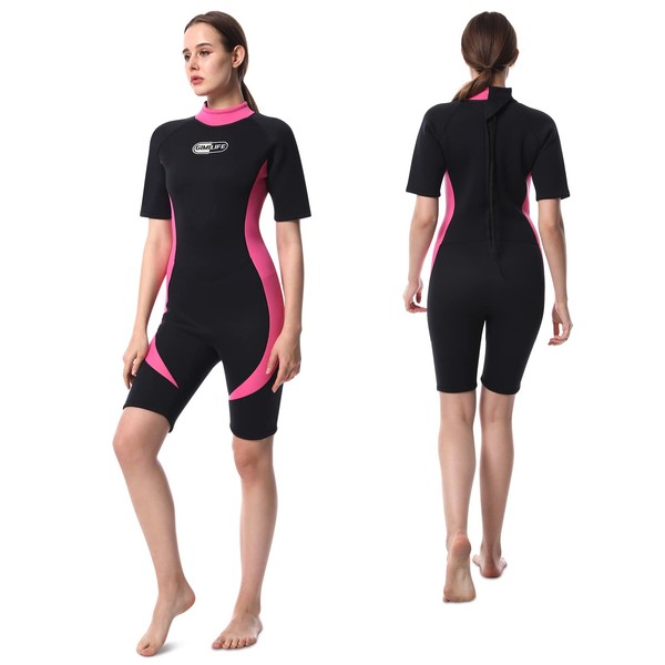 Wetsuits for Men Women, Mens Shorty/Full Body Diving Suit Wetsuit, 3MM Neoprene Wetsuit Women Wet Suit Women's for Diving Snorkeling Swimming Surfing (Womens Shorty Wetsuit, XL)