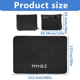 NHQZ 50X60 Zoll Weiche & Warme Reisedecke für Flugzeug & Auto - Unentbehrlich für Lange Flüge,Flugzeug Gadgets,Kissen Decke 2 in 1,für Frauen,Männer,Kinder,mit Kopfkissenbezug & Rucksackclip -Schwarz