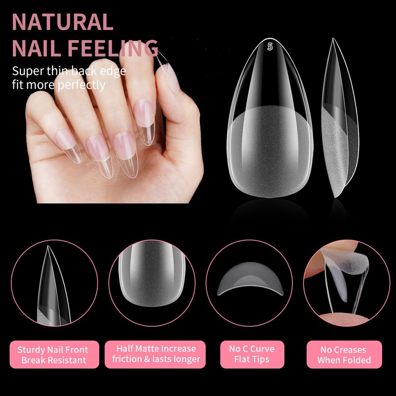 Venares Short Almond Nail Tips, Pack of 120 Full Cover